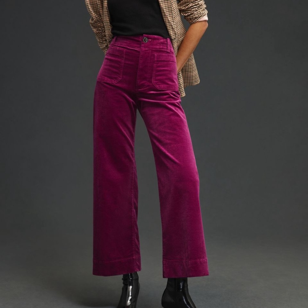 Anthropologie Maeve Colette Cropped Wide-Leg Corduroy Pants
